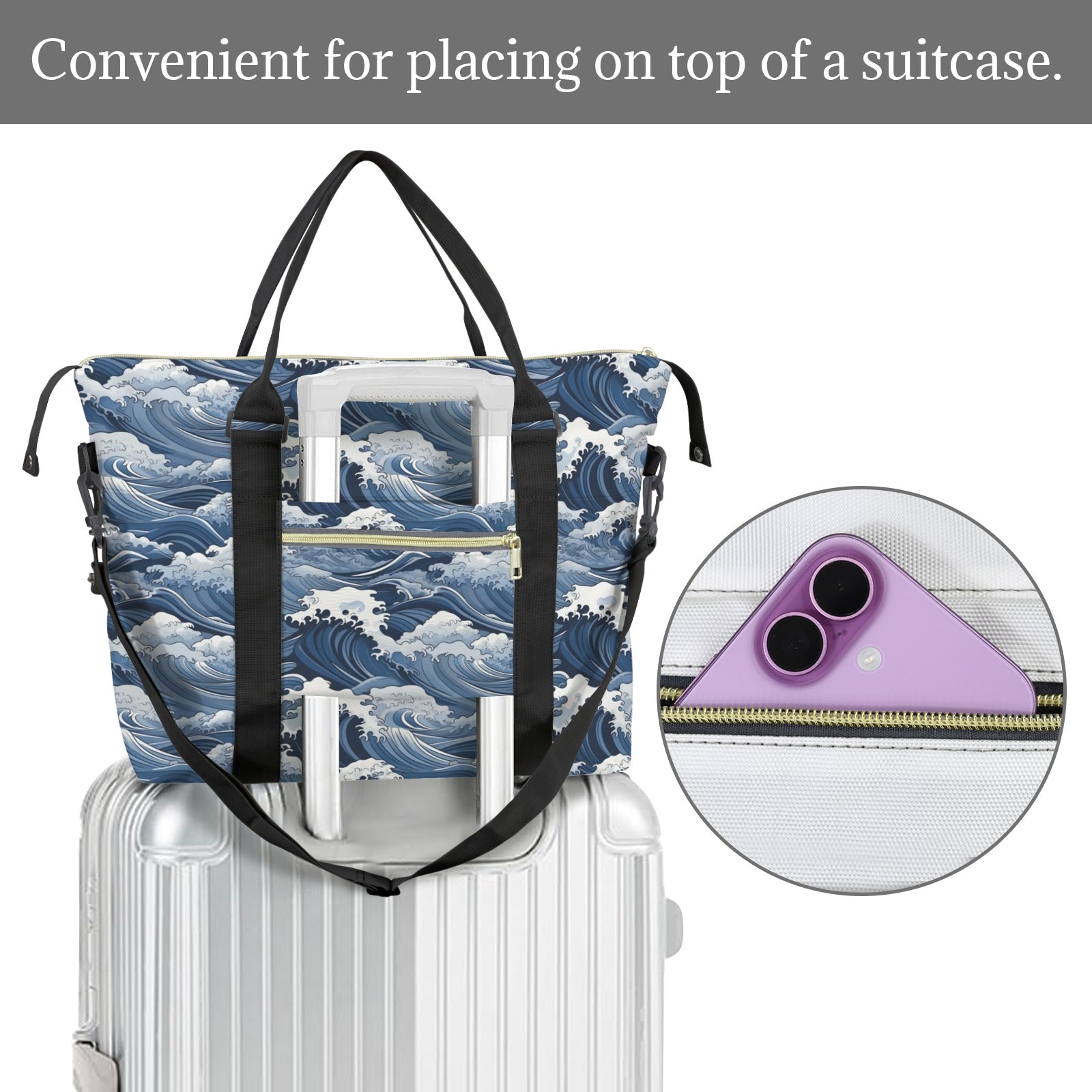 Japanese Waves Duffle Bag-Simple (Model 1715) Duffle Bag-Simple (1715)