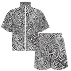 Black And White Women's Windbreaker Short Set Women's Windbreaker Short Set Printed Offshore