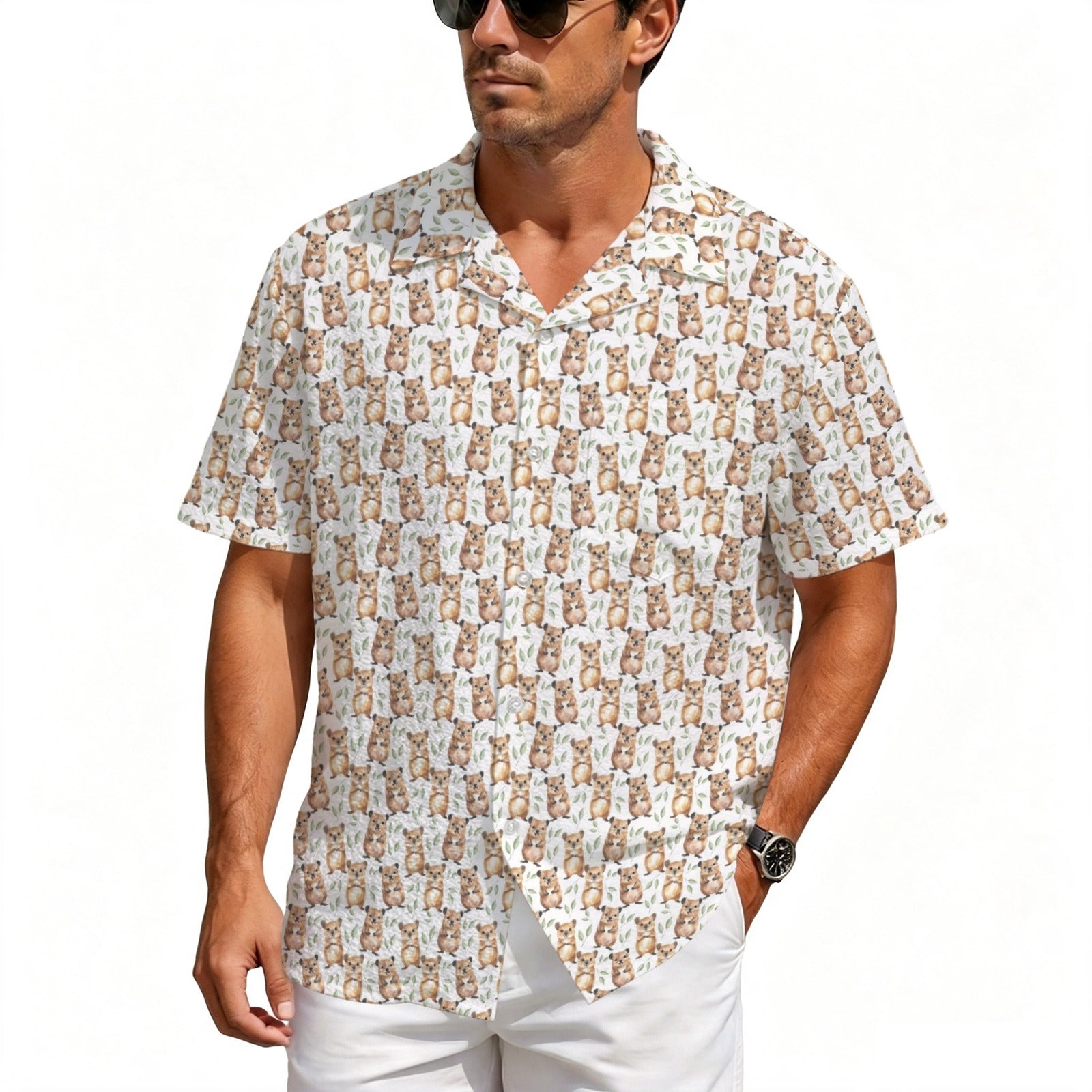 Quokkas Men's Crinkle Hawaiian Shirt