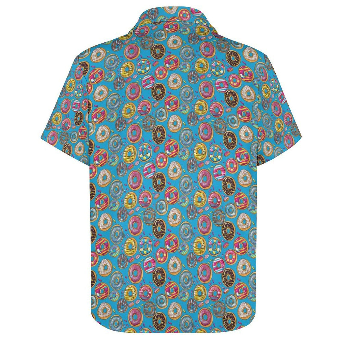 Doughnuts On Blue Women's Collared Pocketless Short Sleeve Shirt