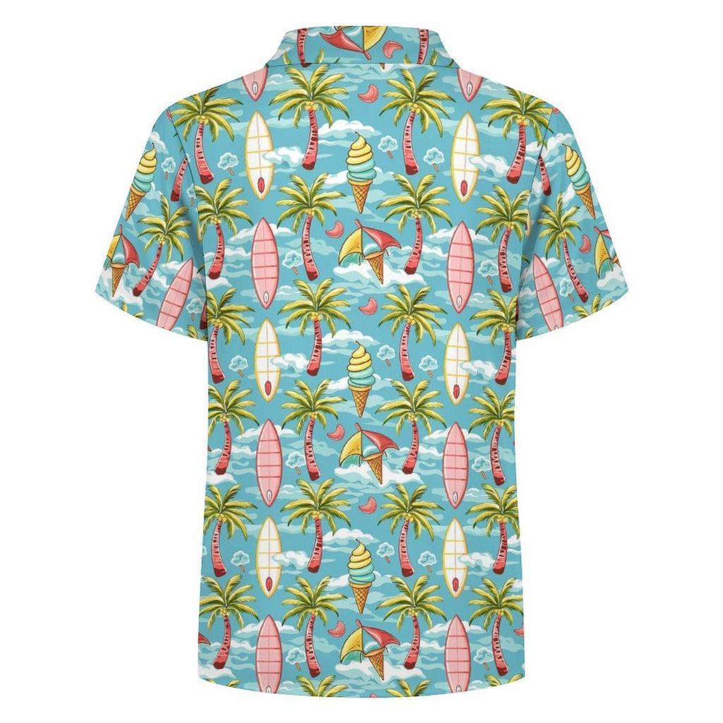 Summer Surf Kids Youth Short Sleeve Button Up Shirt