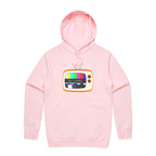 Retro TV, No Signal - Mens Hoodie Pink Mens Hoodie Printed In Australia Retro Tech