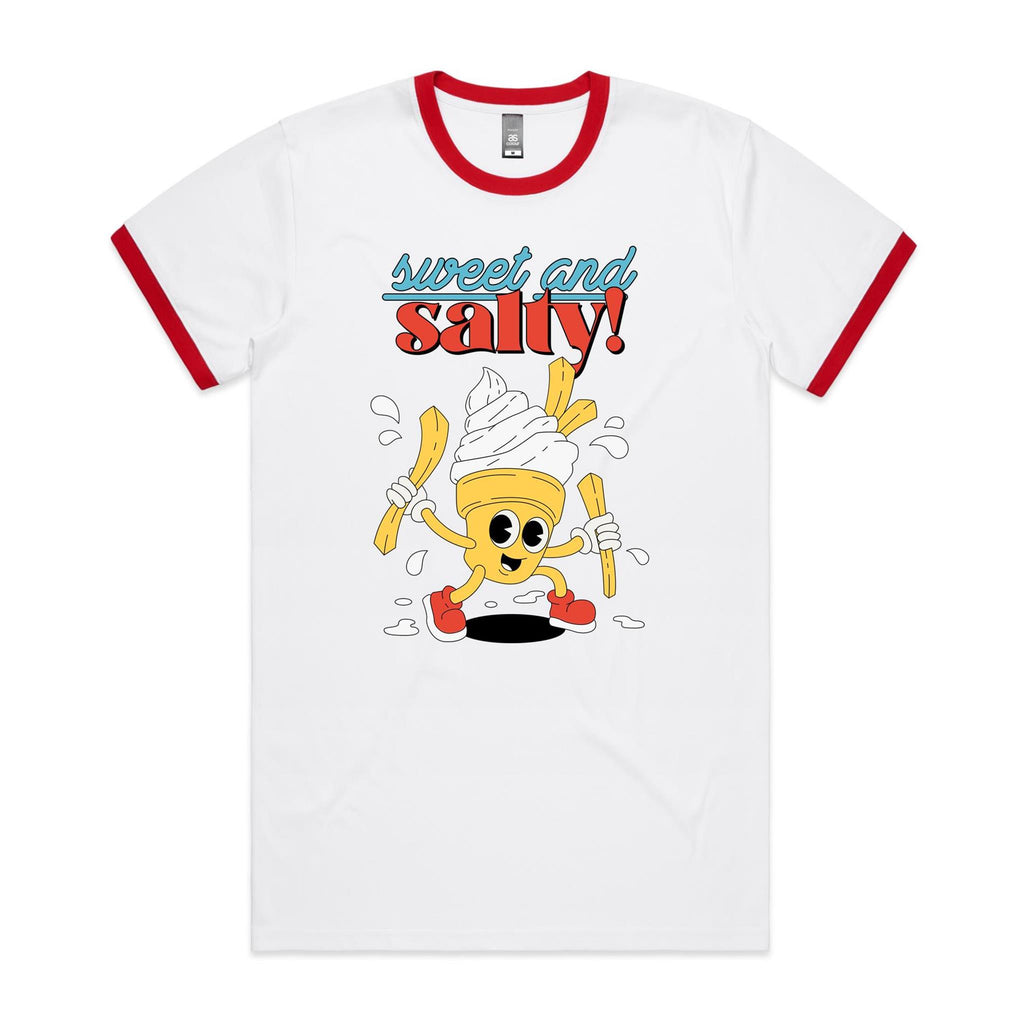 Sweet And Salty, Ice Cream And Fries - Staple Ringer Tee White Red Ringer T-Shirt Food Printed In Australia