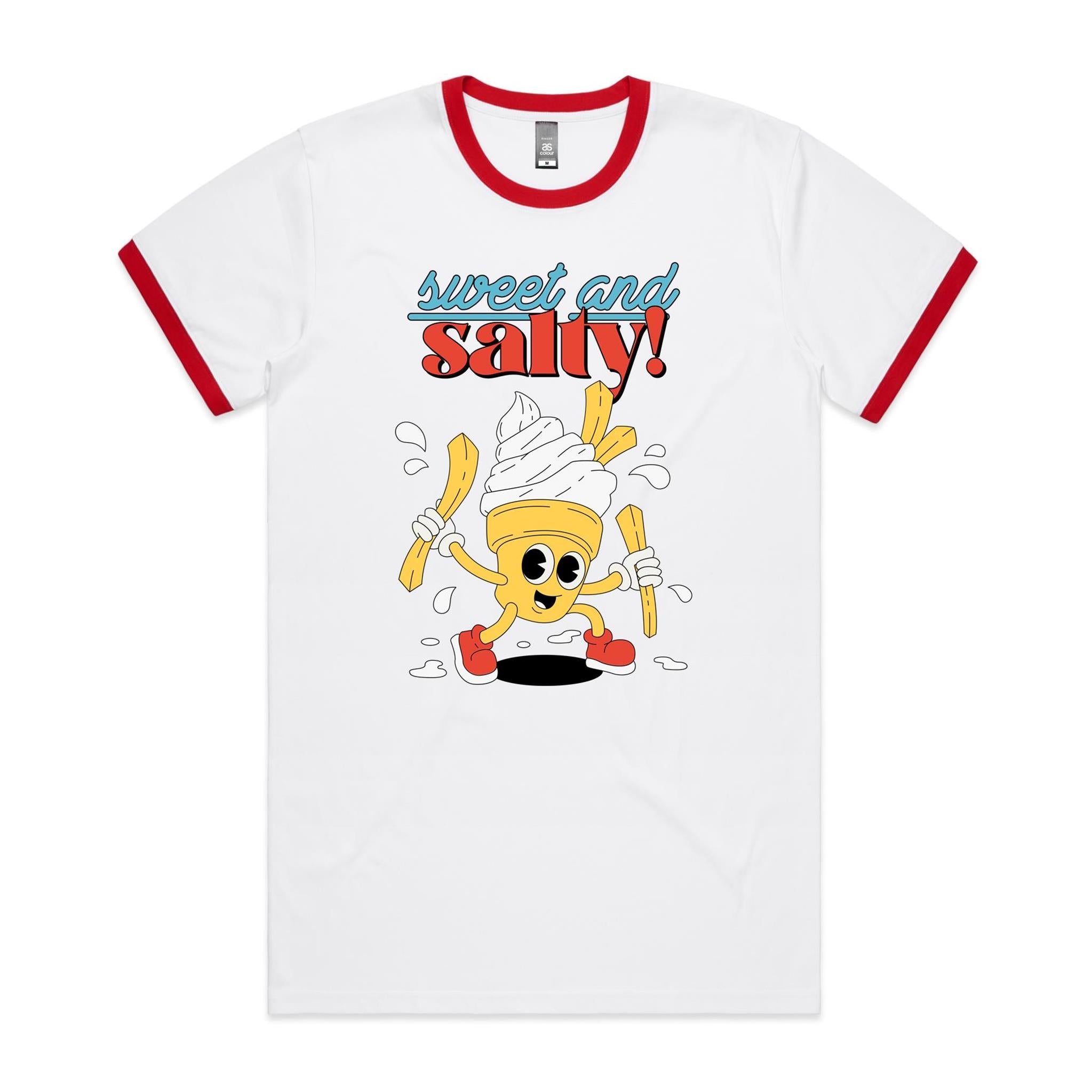 Sweet And Salty, Ice Cream And Fries - Staple Ringer Tee White Red Ringer T-Shirt Food Printed In Australia