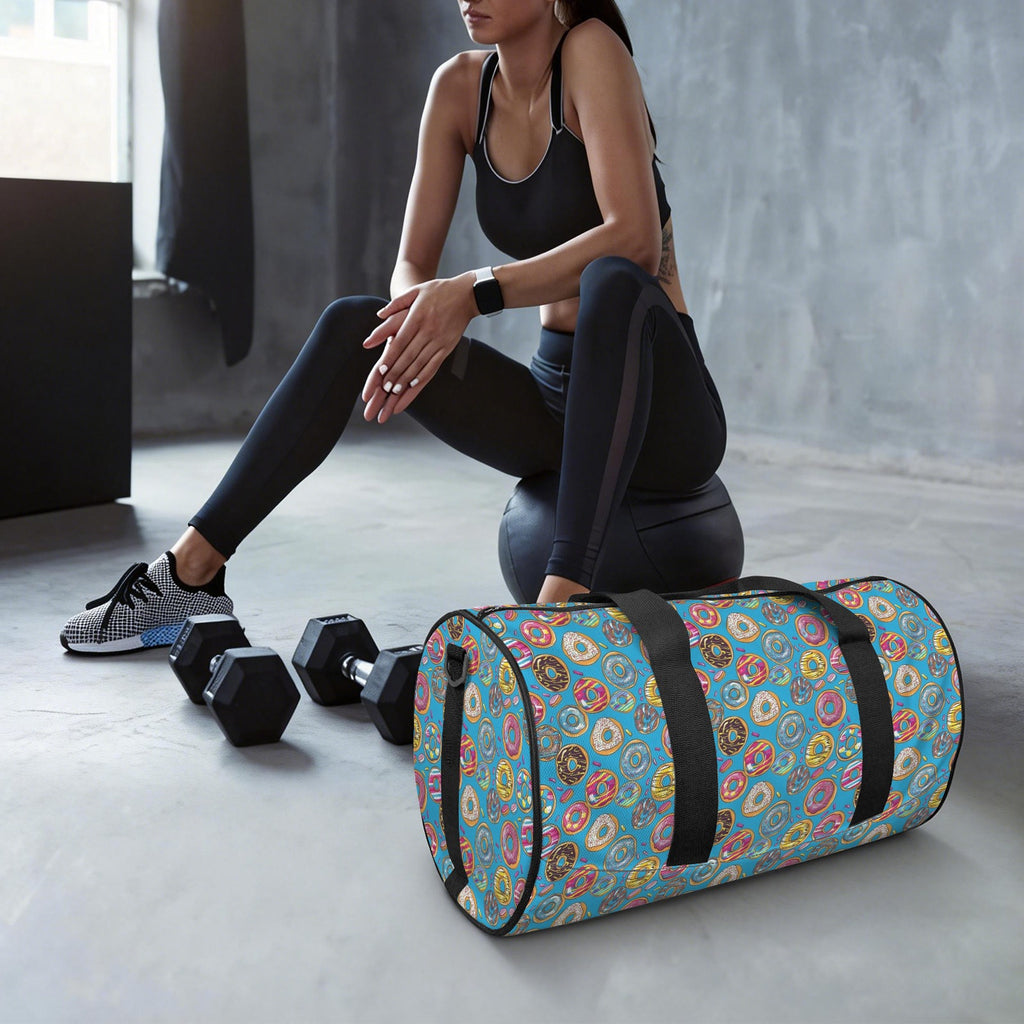Doughnuts On Blue Duffle Bag Duffle Bag Printed Offshore