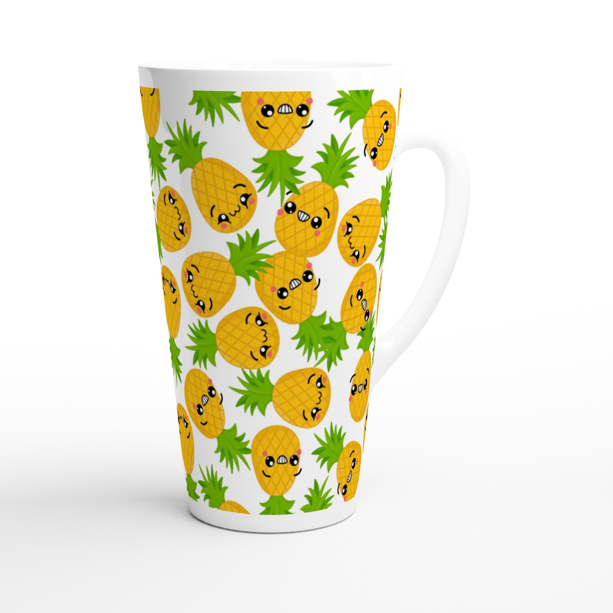 Cool Pineapples - White Latte 17oz Ceramic Mug Latte Mug food Globally Fulfilled