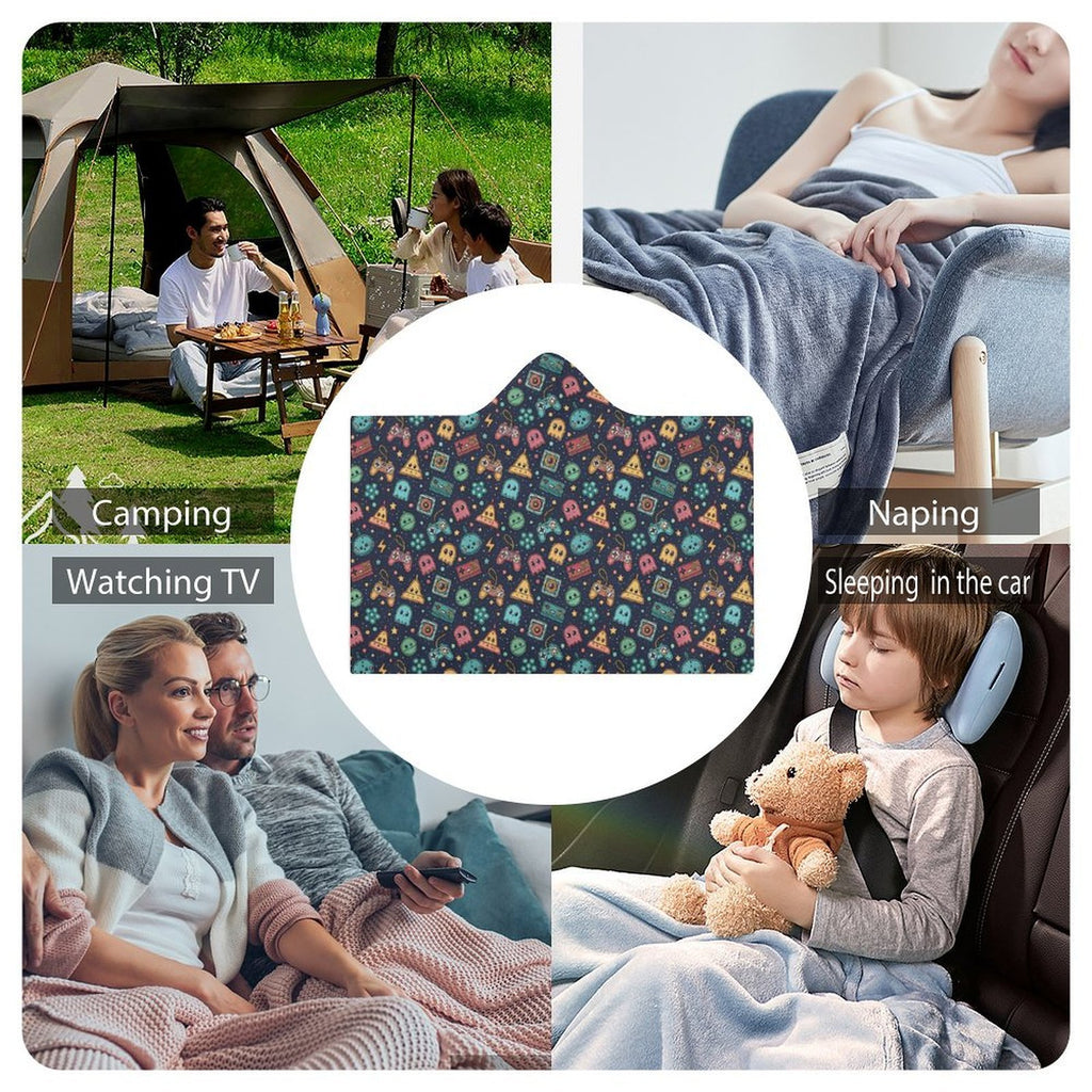 Video Game Kids Hooded Blanket 100cm x 130cm