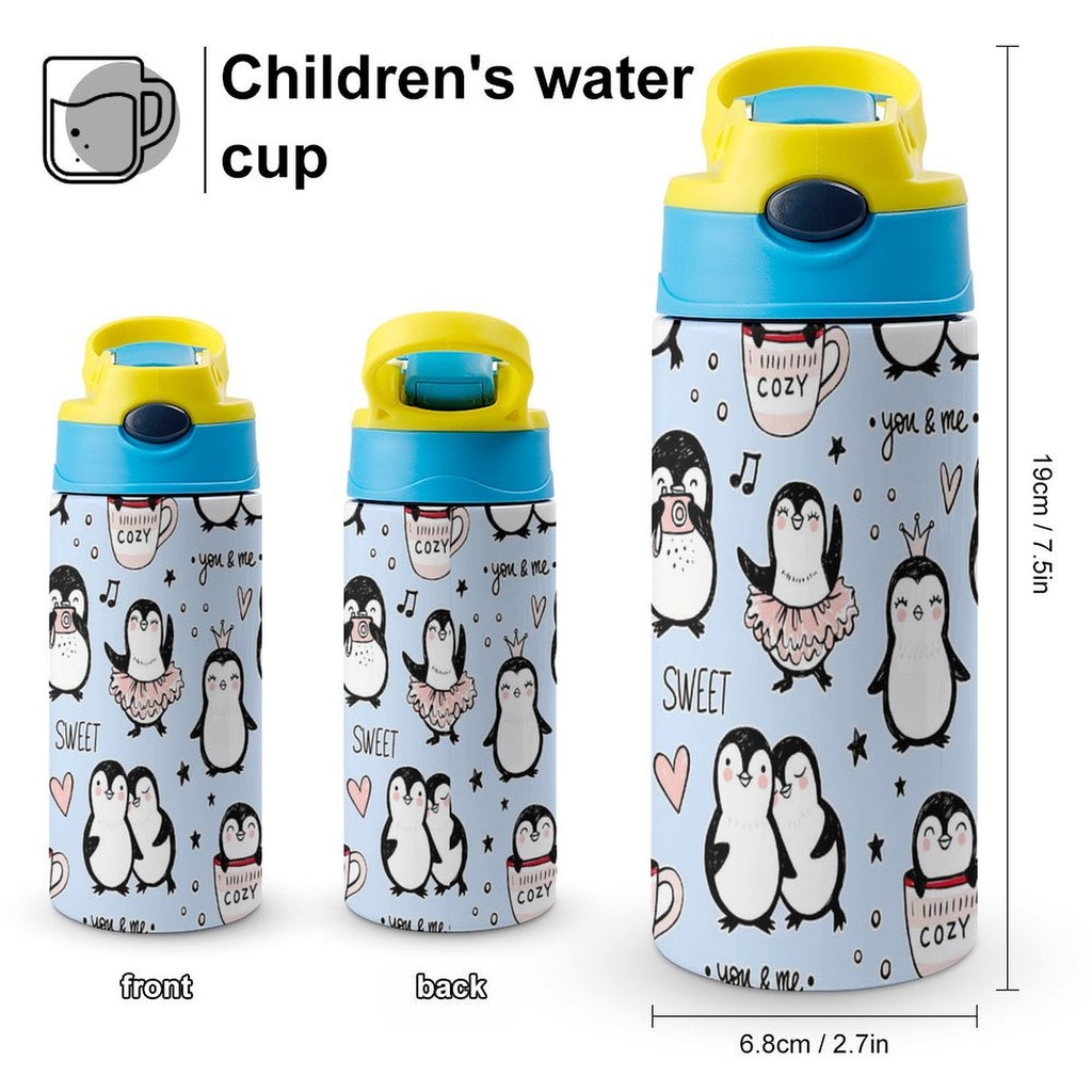 Penguin Love - Little Kids Water Bottle Little Kids Water Bottle animal Love Printed Offshore