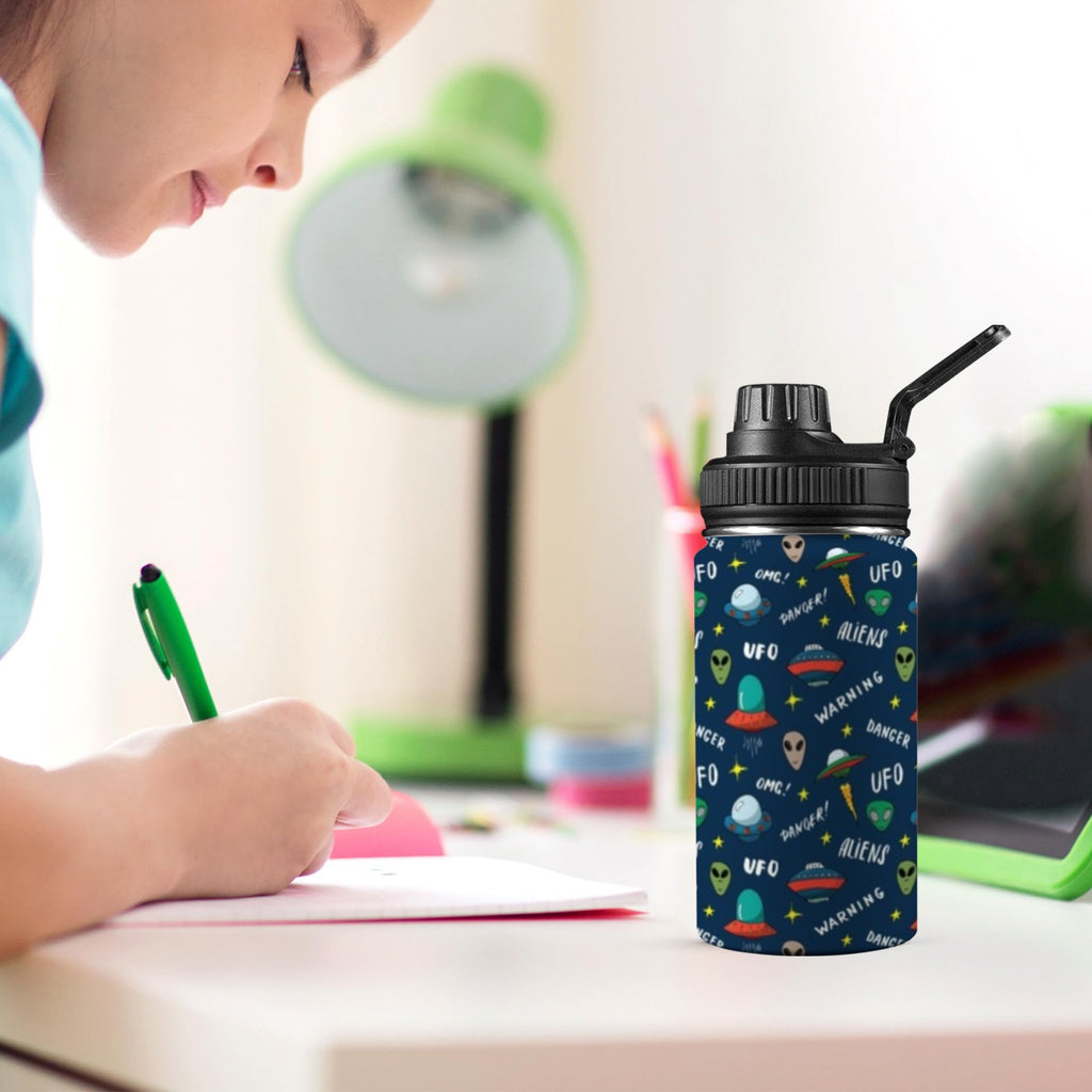 UFO's And Aliens Kids Water Bottle with Chug Lid (12 oz) Kids Water Bottle with Chug Lid Printed Offshore Sci Fi