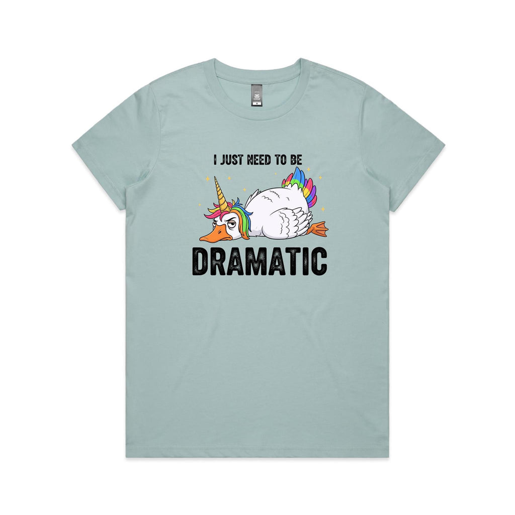 Dramatic Unicorn Goose Women's AS Colour T-shirt Pale Blue Womens T-shirt animal Printed In Australia