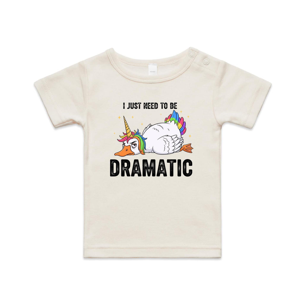 Dramatic Unicorn Goose AS Colour Baby T-shirt Natural Baby T-shirt animal Printed In Australia