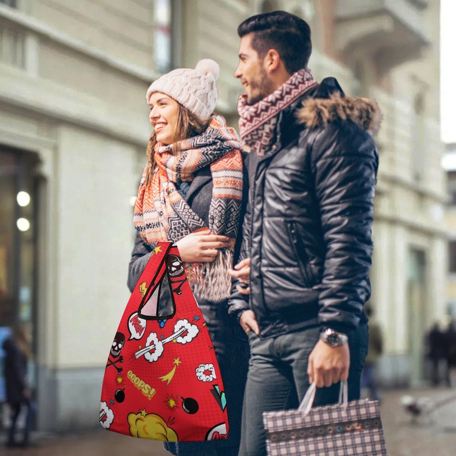 Comic Book Red - Collapsible Shopping Bag