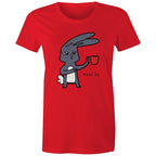Rabbit Coffee, Wake Up - Womens T-shirt Red Womens T-shirt animal Coffee Printed In Australia