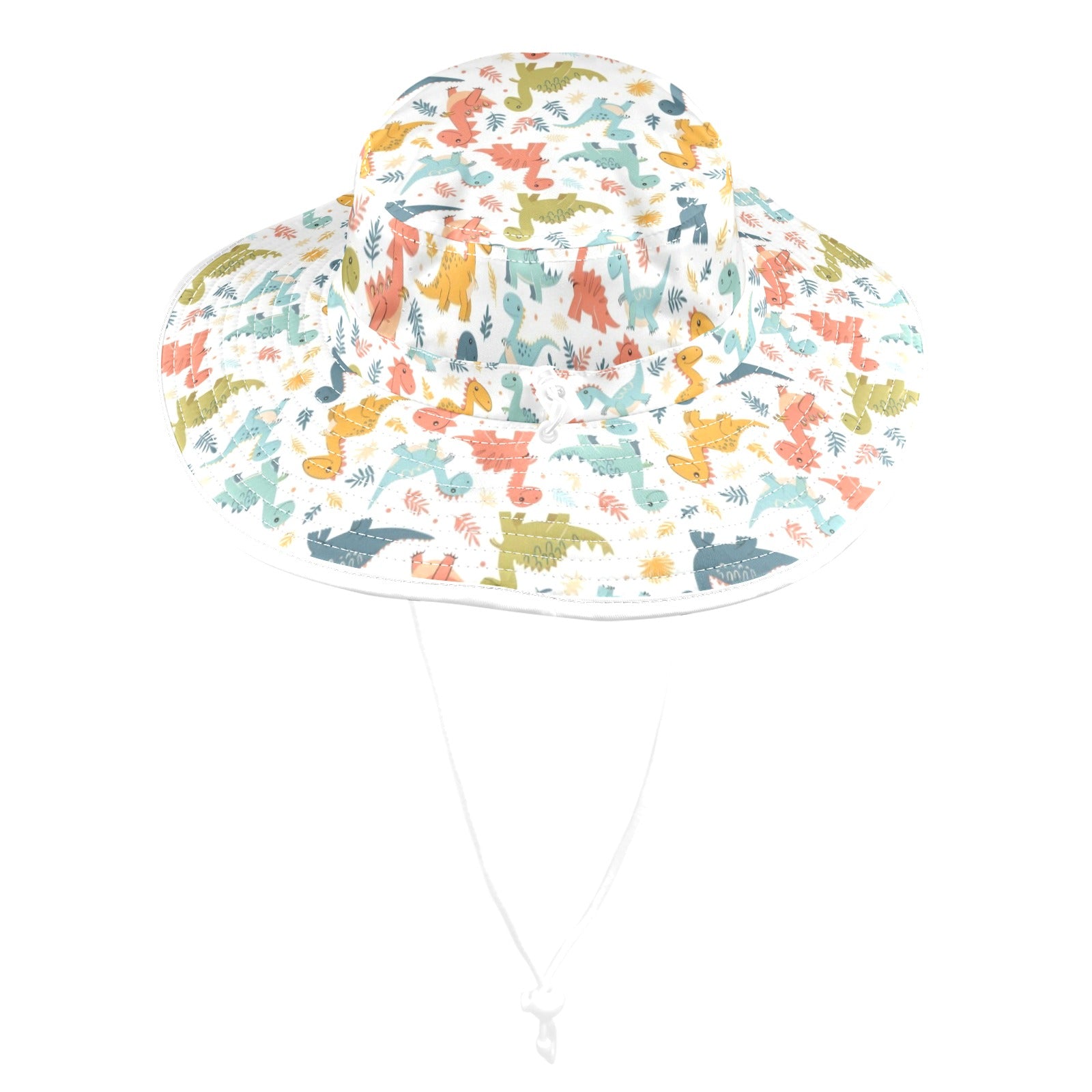 Cute Colourful Dinosaurs - Wide Brim Bucket Hat Wide Brim Bucket Hat animal Printed Offshore