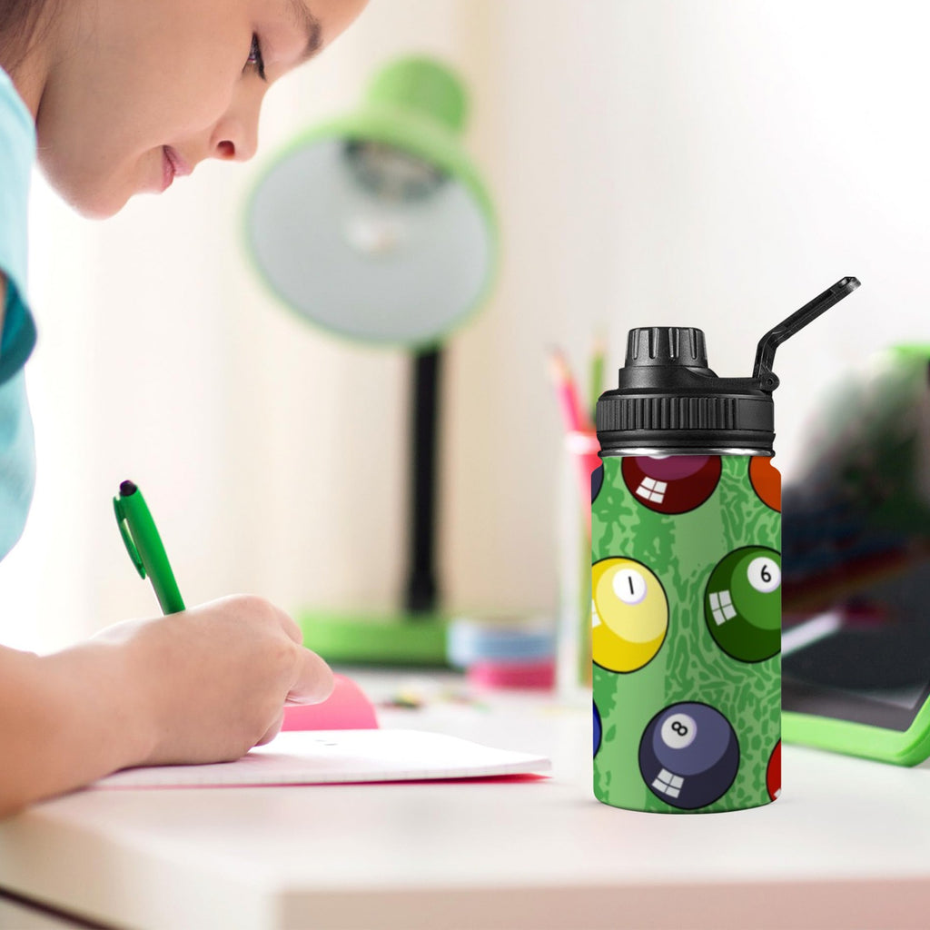 Pool Balls - Kids Water Bottle with Chug Lid (12 oz) Kids Water Bottle with Chug Lid Games Printed Offshore