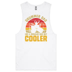 Drummer Dad, Like A Regular Dad But Cooler Mens Men's AS Colour Drop Arm Tank Top White Drop Arm Tank Top Dad Music Printed In Australia