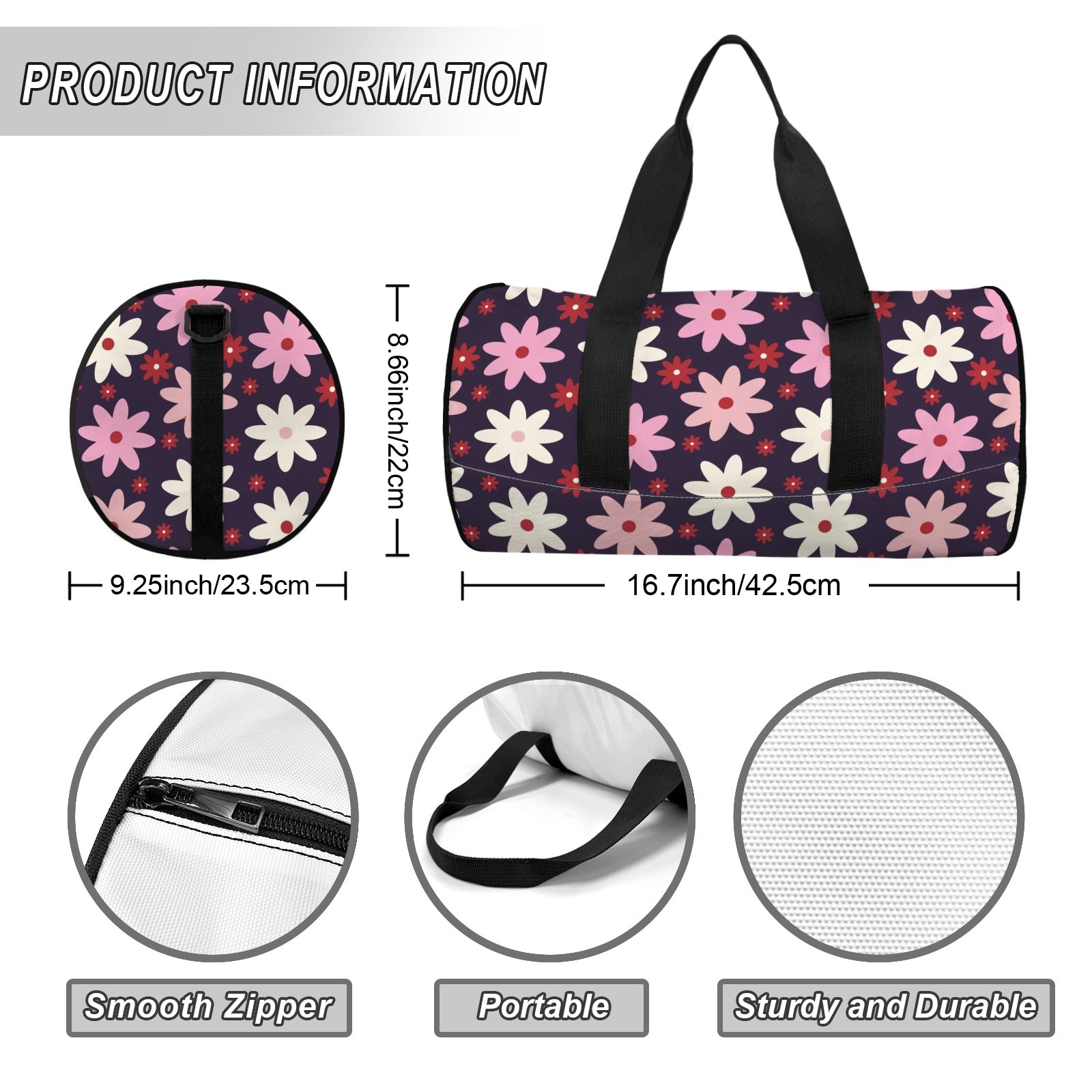 Pink Daisy Duffle Bag Duffle Bag Printed Offshore