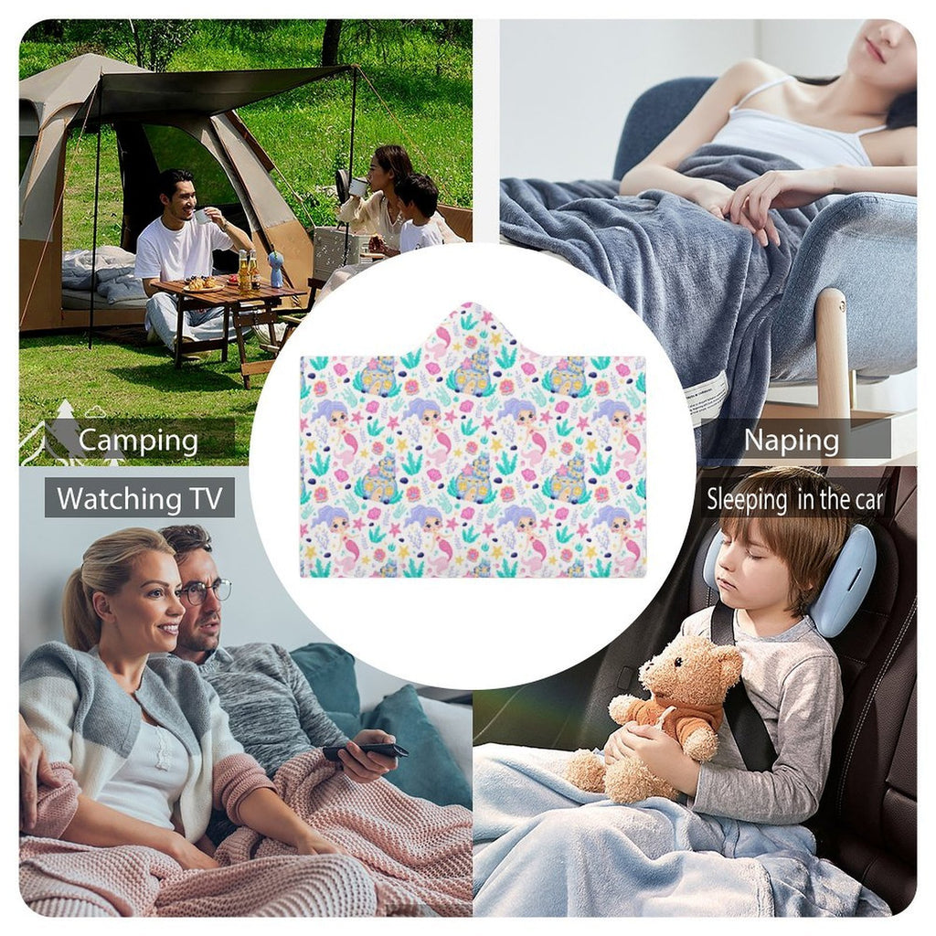 Mermaid World Kids Hooded Blanket 100cm x 130cm