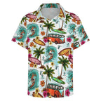 Surfing Safari Women's Short-Sleeve Button Up Shirt
