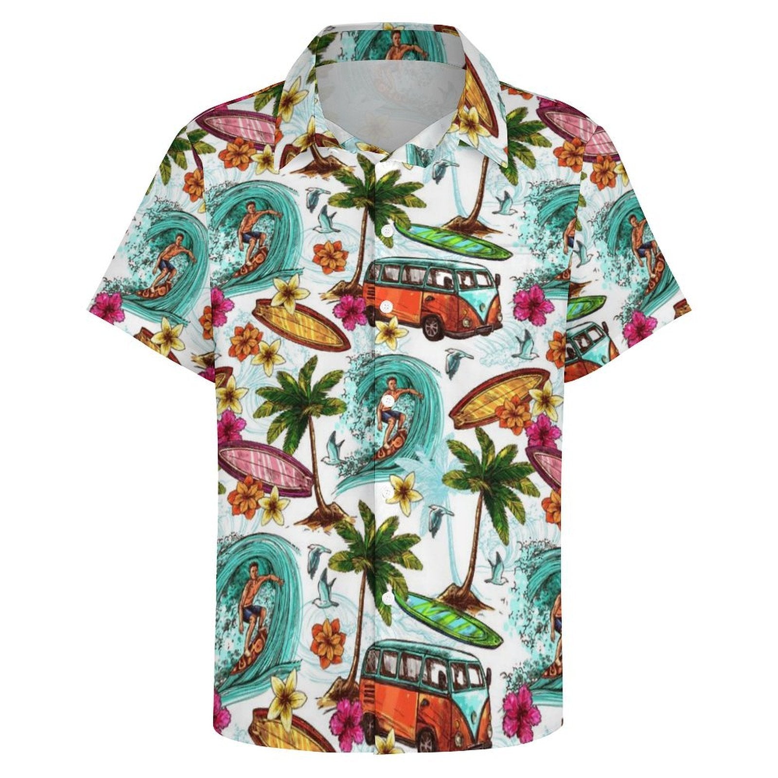 Surfing Safari Women's Short-Sleeve Button Up Shirt