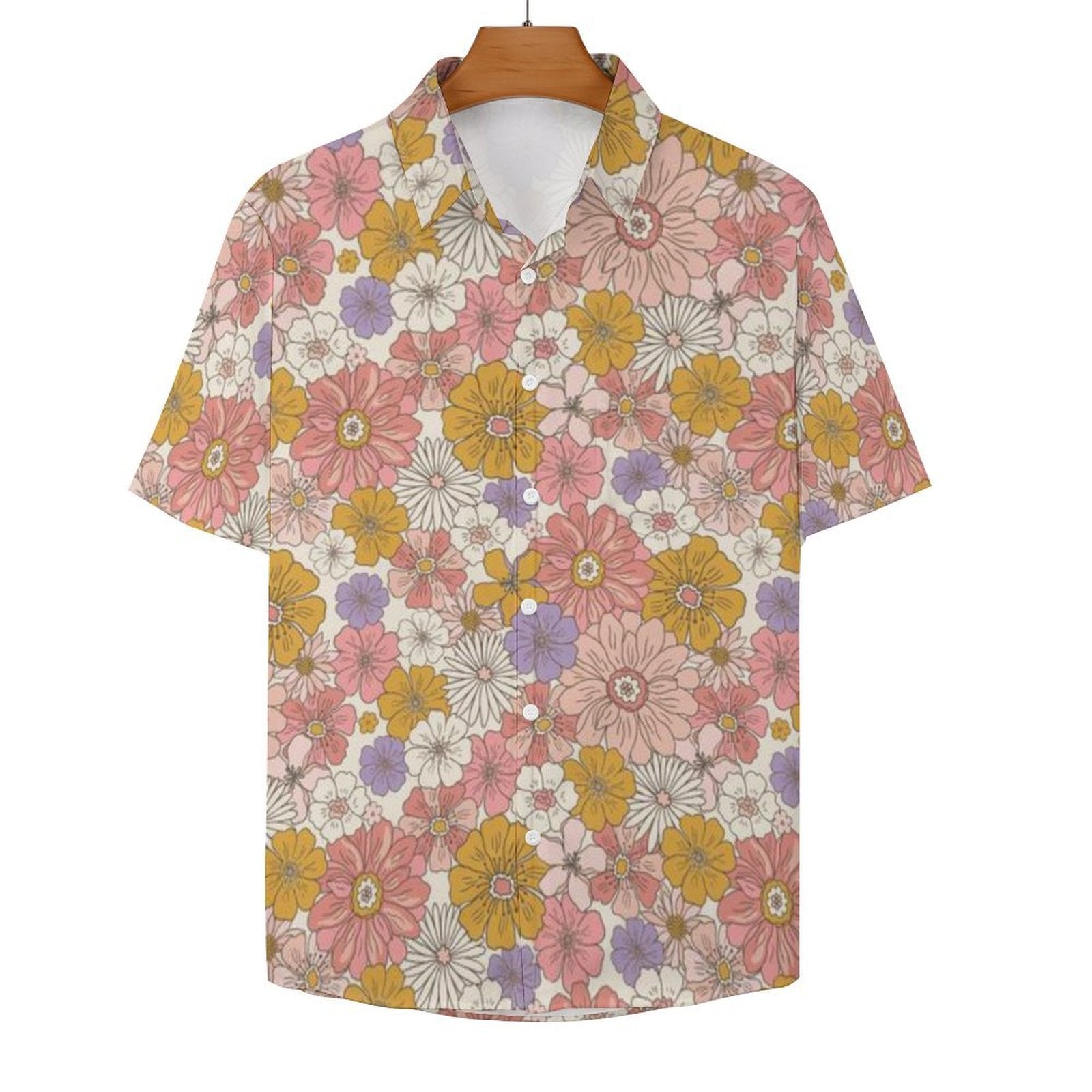Faded Floral Women's Short-Sleeve Button Up Shirt