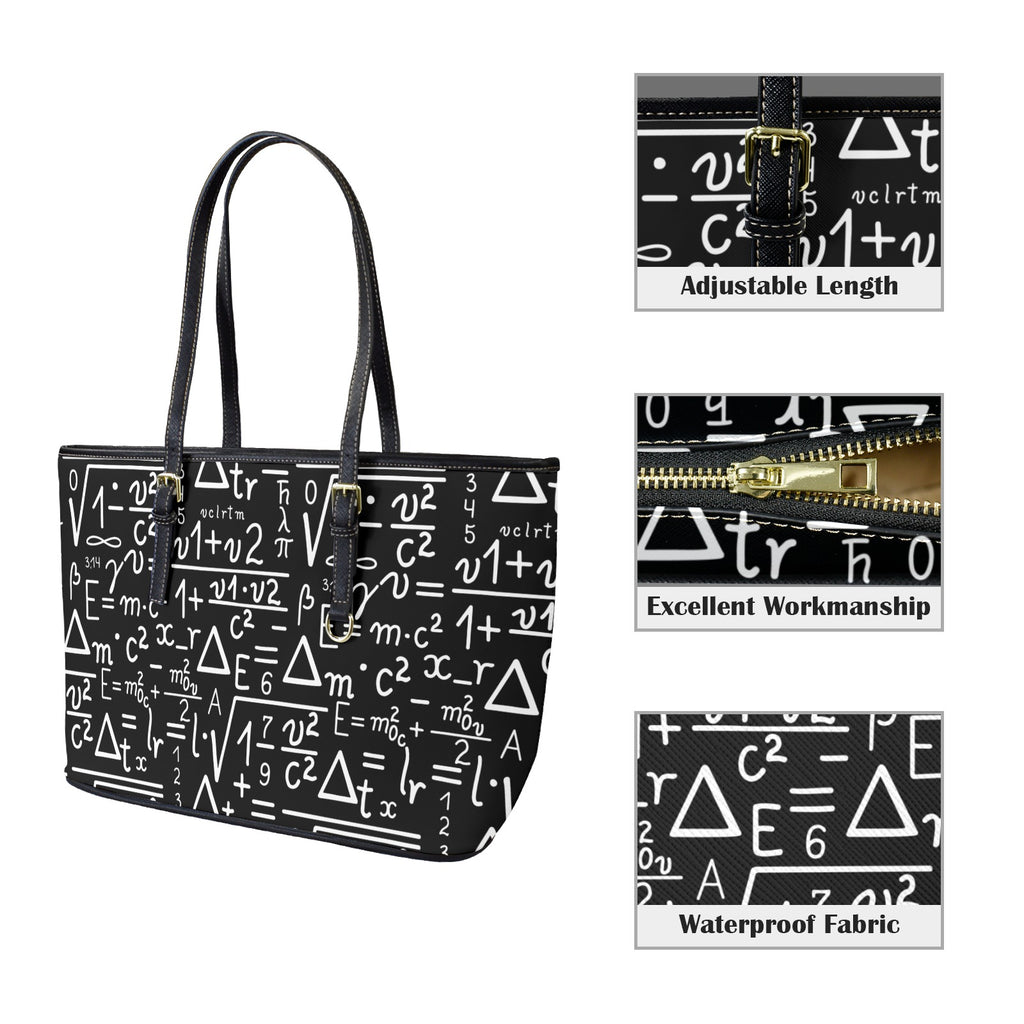Mathematics - Leather Tote Bag-Large
