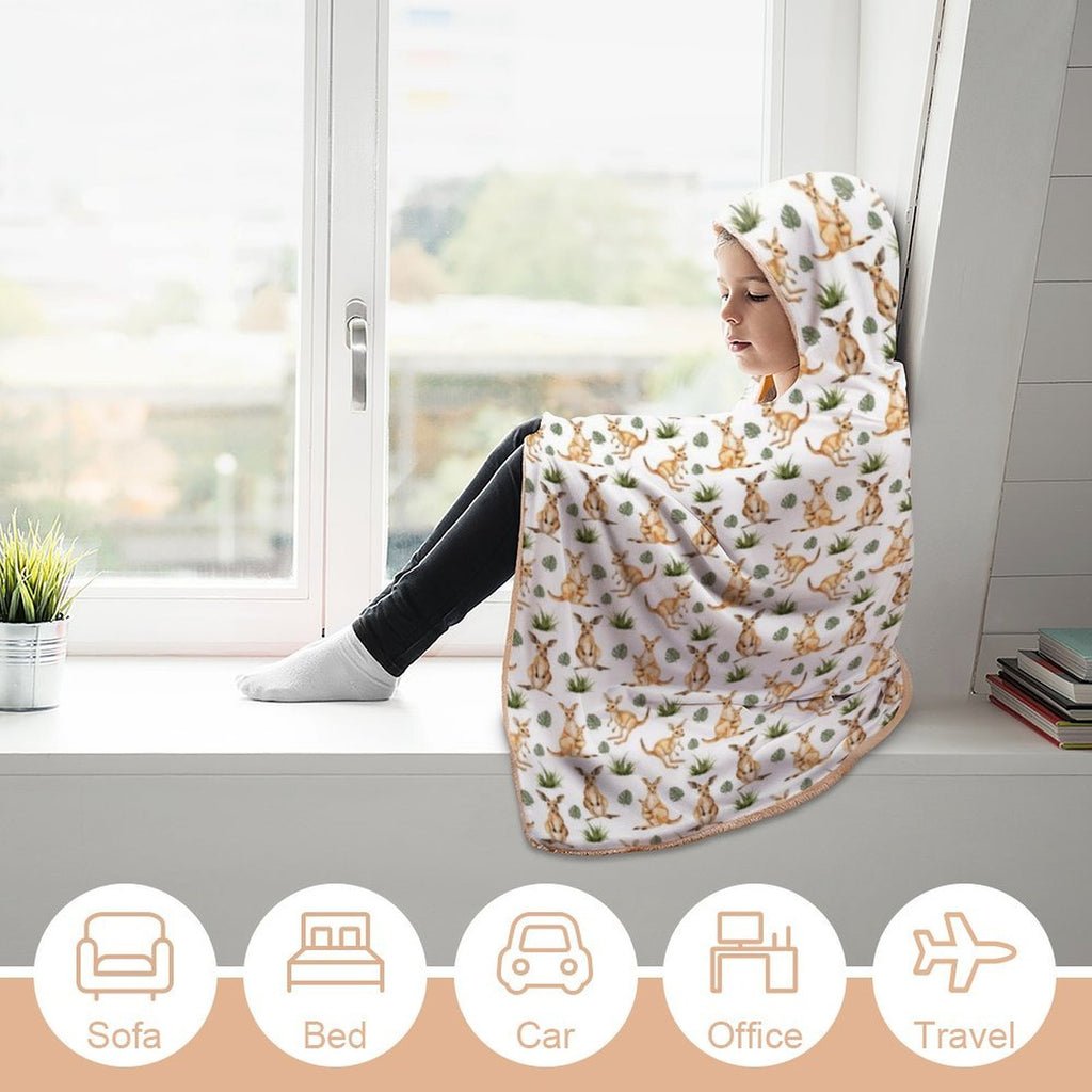 Kangaroos Kids Hooded Blanket 100cm x 130cm
