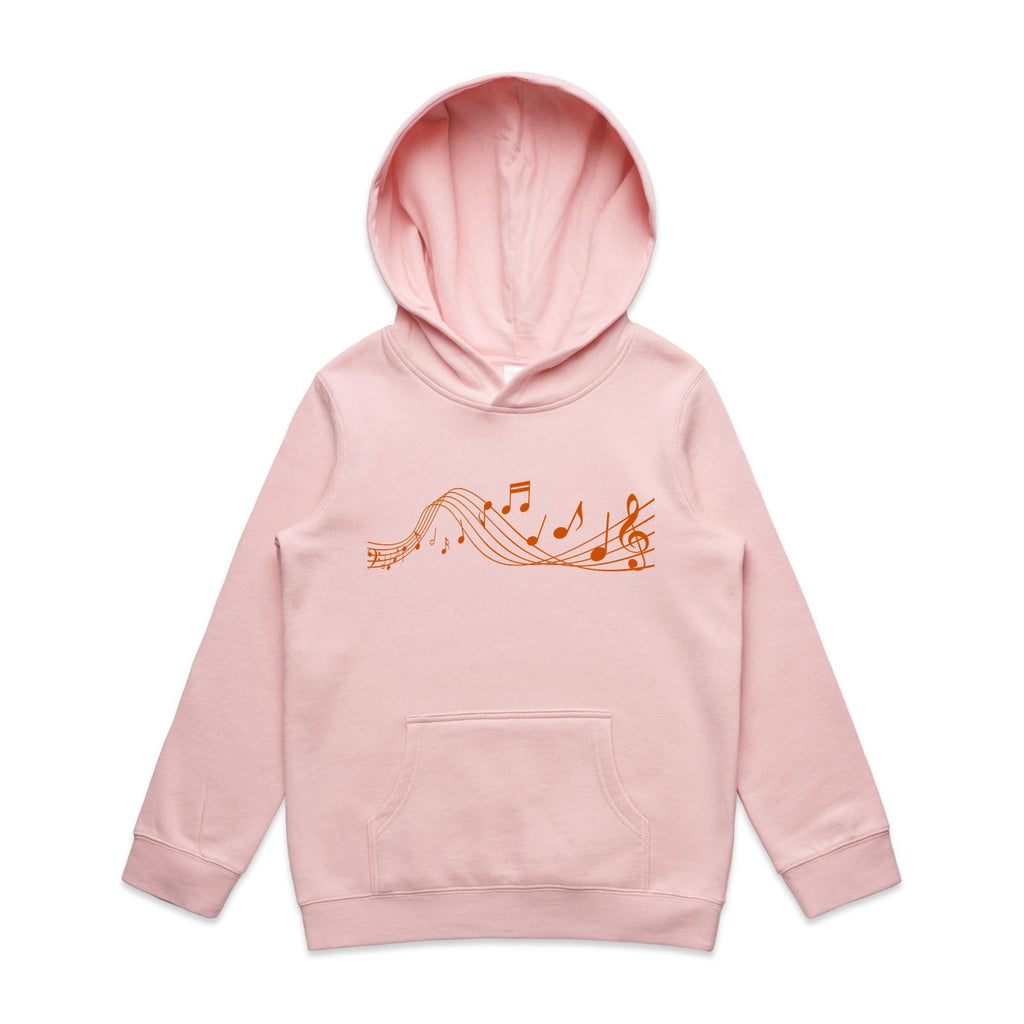 Music Notes - Kids Hoodie Pink Kids Hoodie Printed In Australia