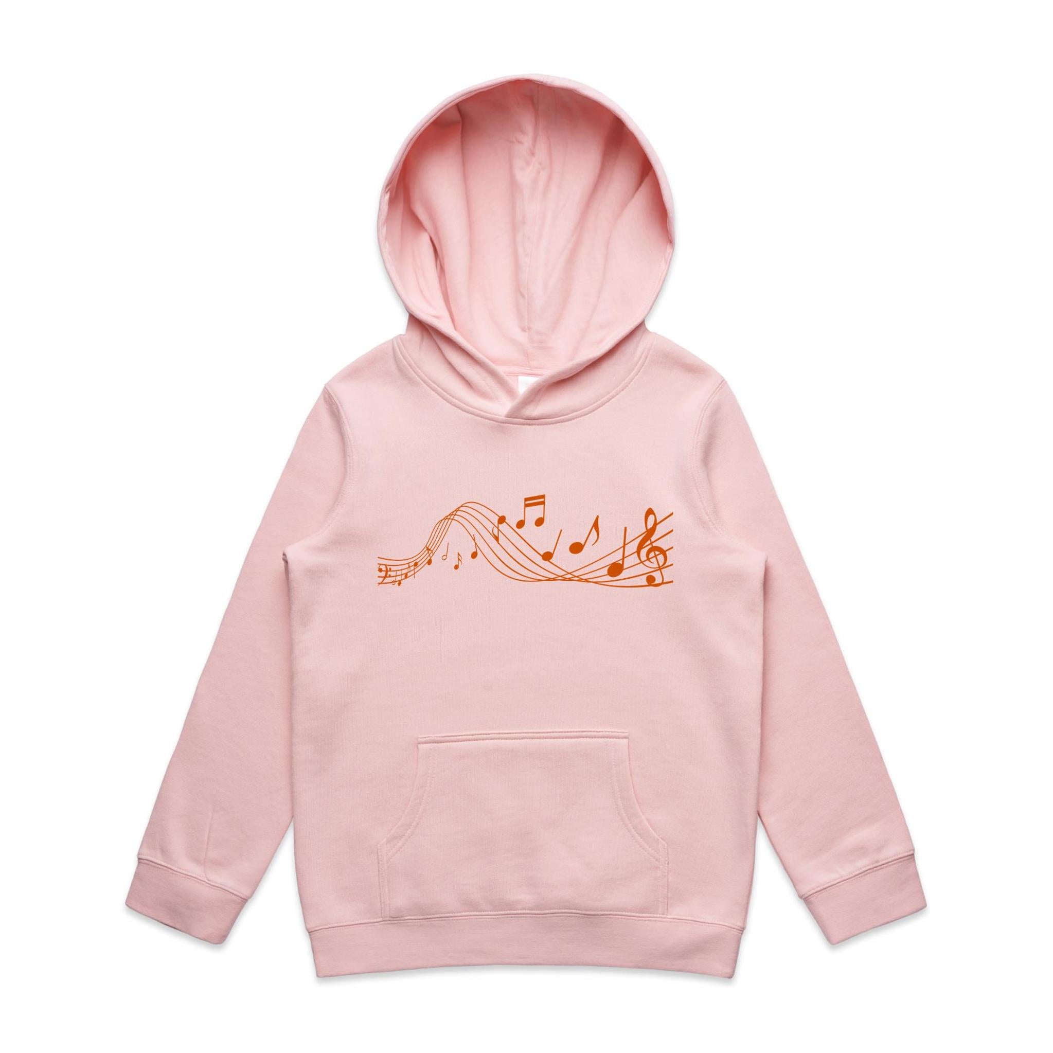 Music Notes - Kids Hoodie Pink Kids Hoodie Printed In Australia