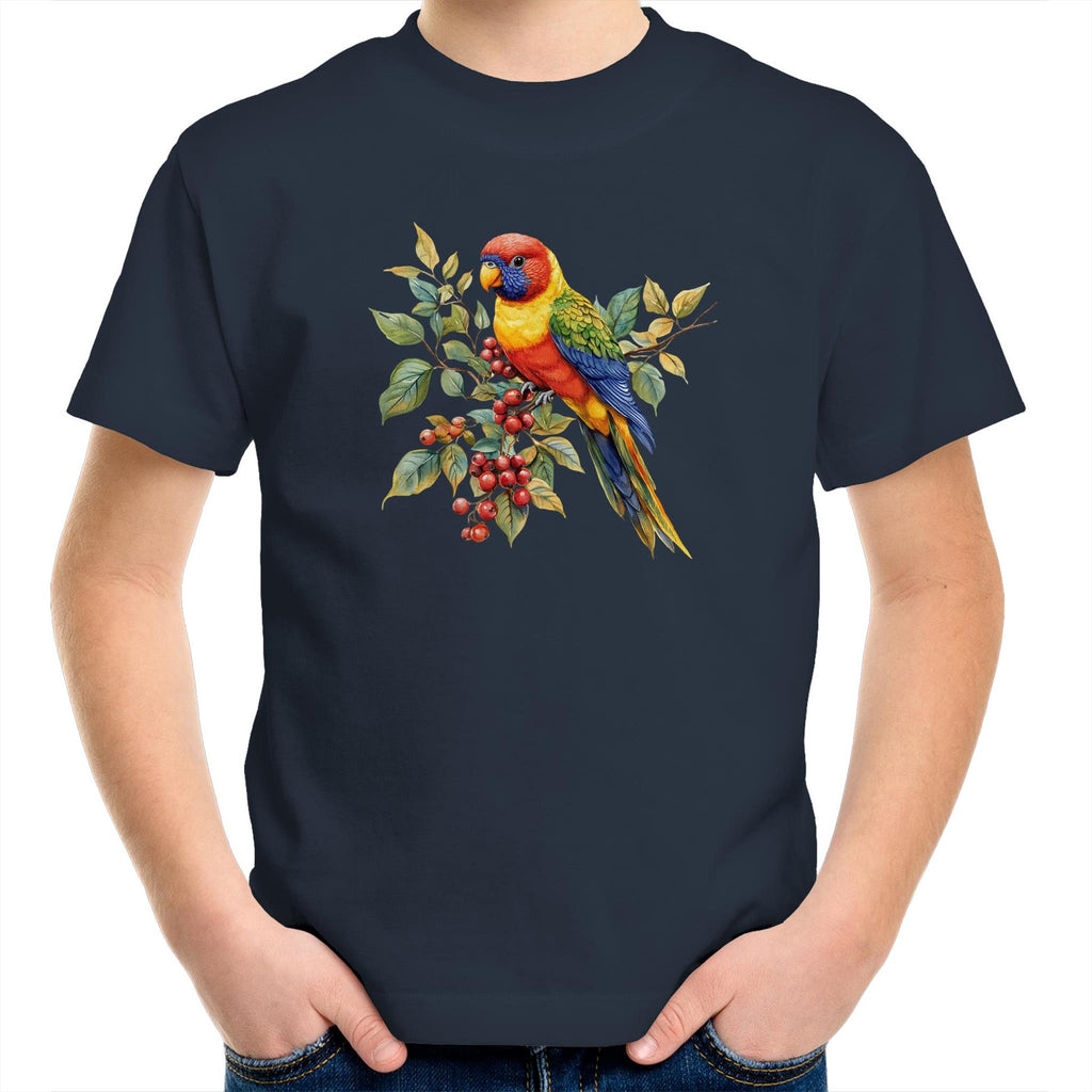Lorikeet, Australian Birds - Kids Youth T-shirt Navy Kids Youth T-shirt animal Printed In Australia