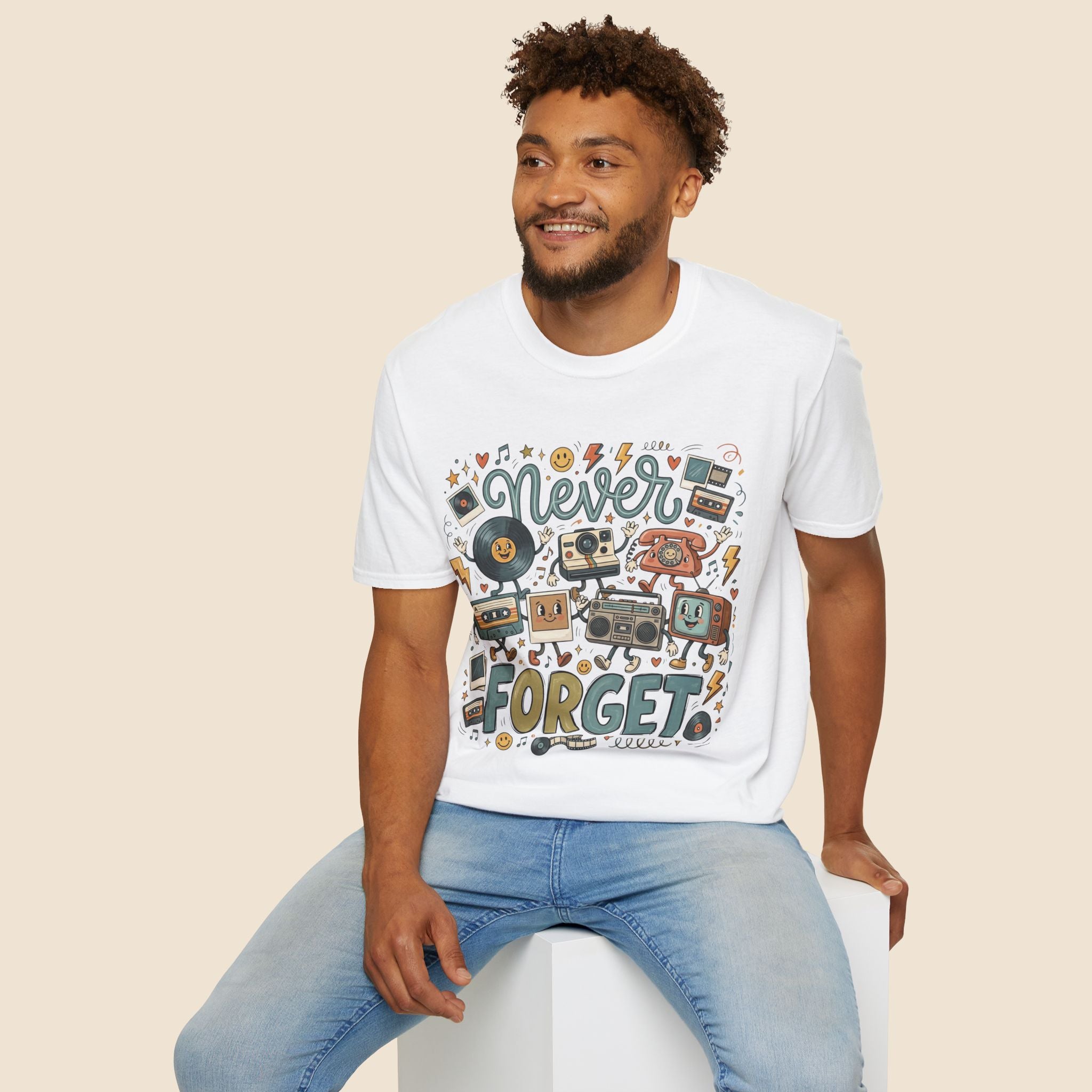 Never Forget Retro Unisex T-Shirt Unisex Adult T-shirt Globally Fulfilled Music Retro