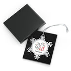 Personalised - Let's Get Lit, Christmas Lights - Christmas Pewter Snowflake Ornament