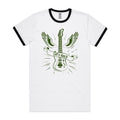 Let's Rock, Guitar - Staple Ringer Tee White Black Ringer T-Shirt Music Printed In Australia