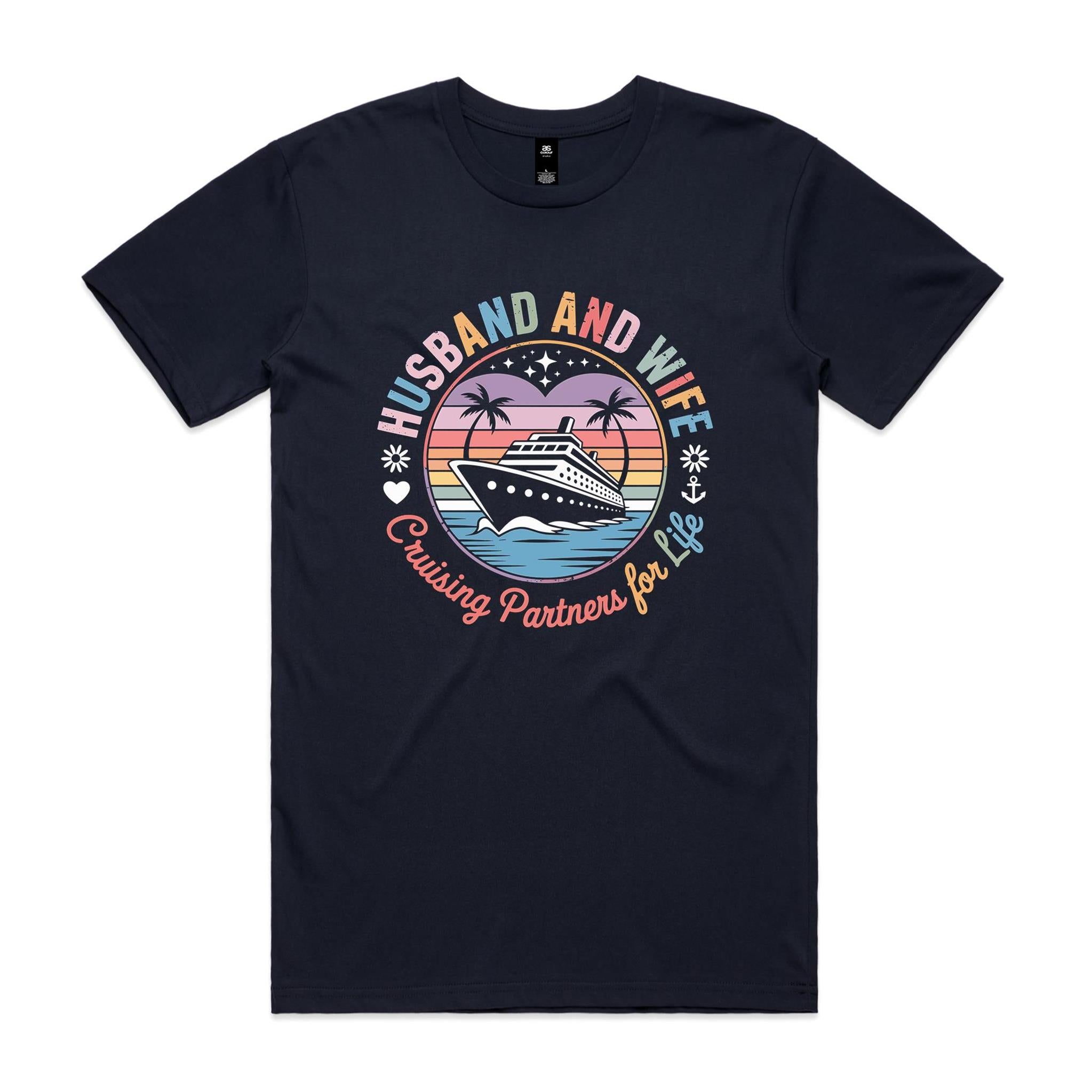 Husband And Wife, Cruising Partners For Life Mens Cruise T-shirt Navy Mens Cruise T-shirt Cruise Printed In Australia