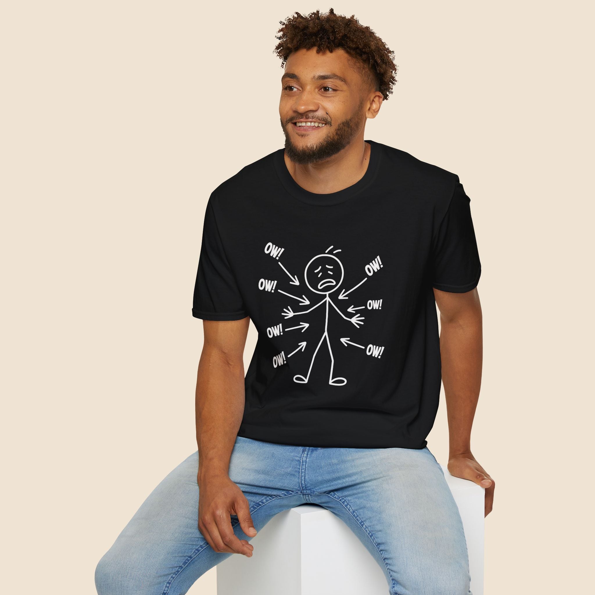 Ow! Everything Hurts Stick Figure Unisex T-Shirt Unisex Adult T-shirt Globally Fulfilled
