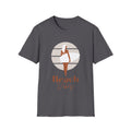 Beach Vibes Woman With Surfboard Unisex Softstyle T-Shirt Charcoal Unisex Adult T-shirt Australian Printer Summer Surf