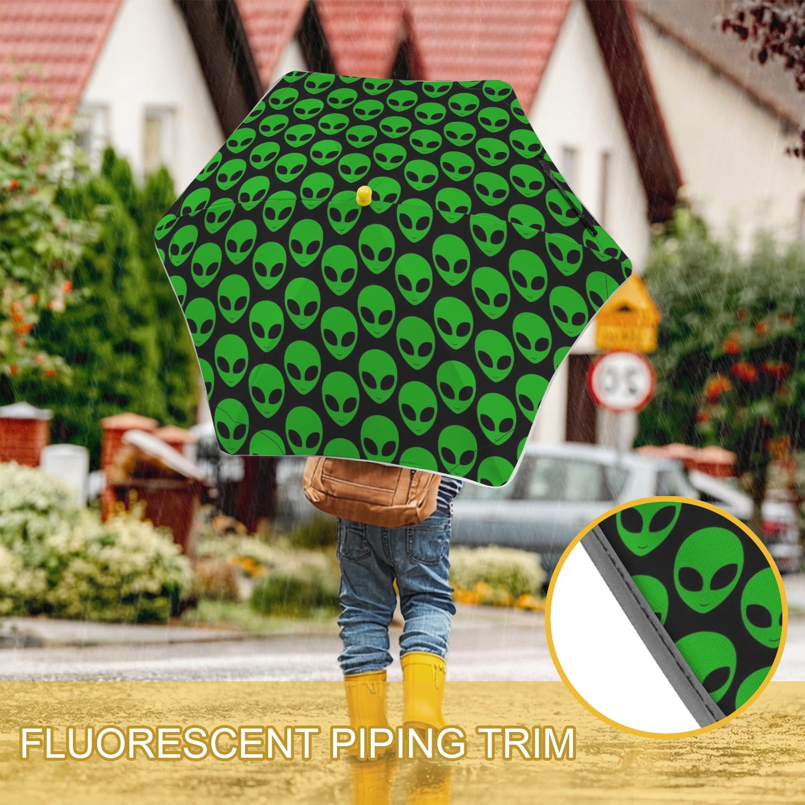 Aliens Kids Safe Round Corner Umbrella Kids Safe Round Corner Umbrella Printed Offshore Sci Fi
