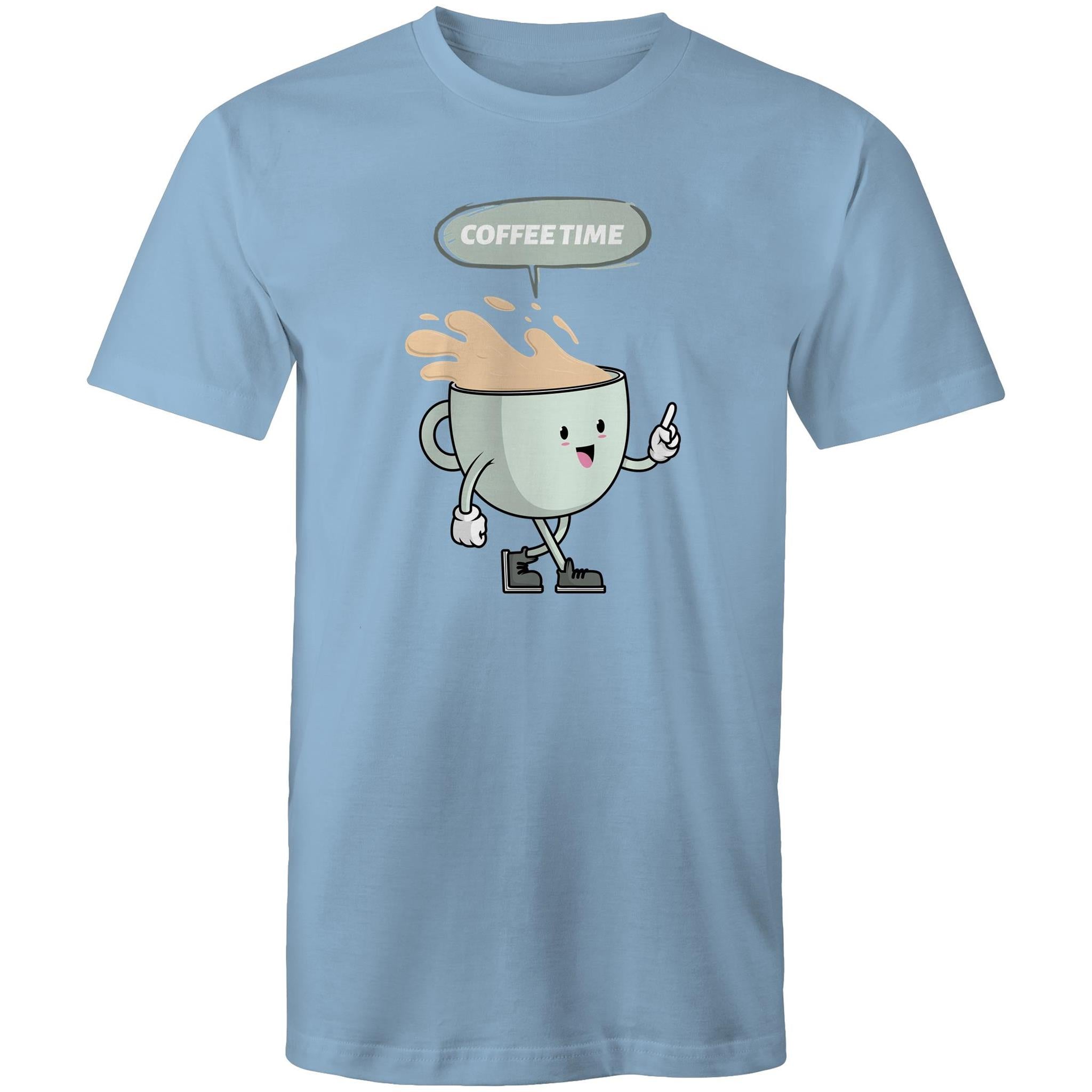 Coffee Time - Mens T-Shirt Carolina Blue Mens T-shirt Coffee Printed In Australia