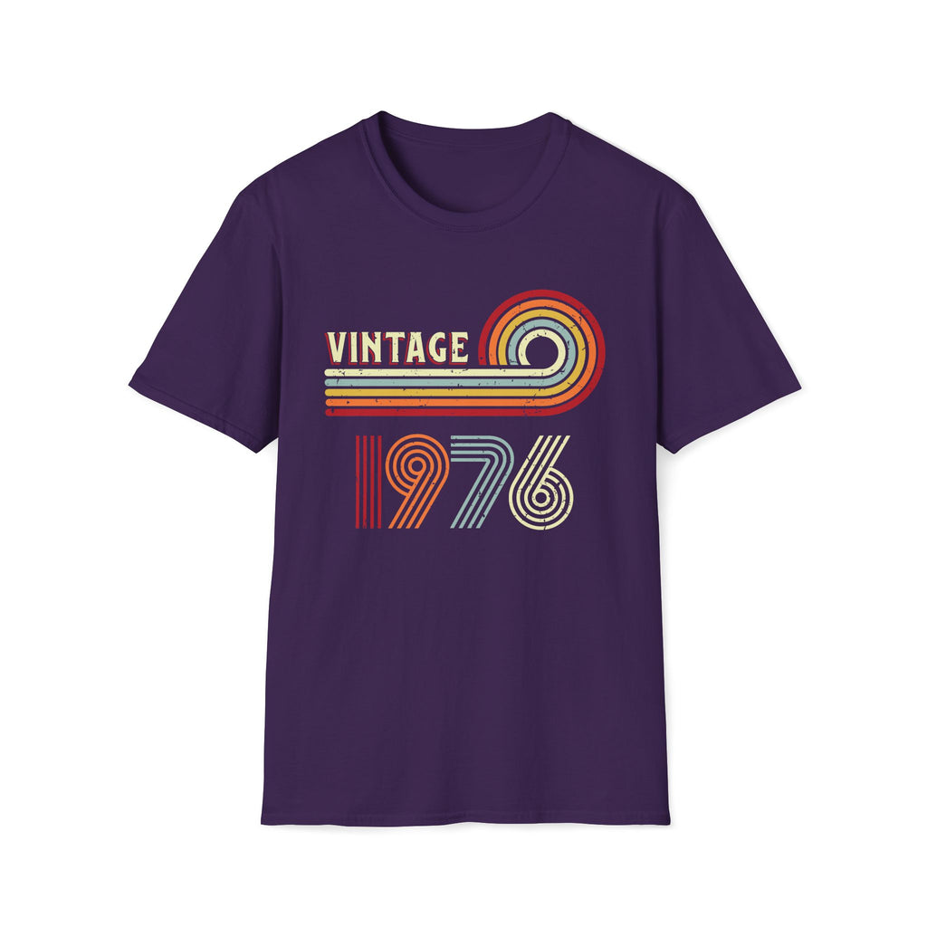 Turning 50 Vintage 1976 Retro Stripes Unisex T-Shirt Purple Unisex Adult T-shirt Birthday Globally Fulfilled