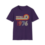 Turning 50 Vintage 1976 Retro Stripes Unisex T-Shirt Purple Unisex Adult T-shirt Birthday Globally Fulfilled