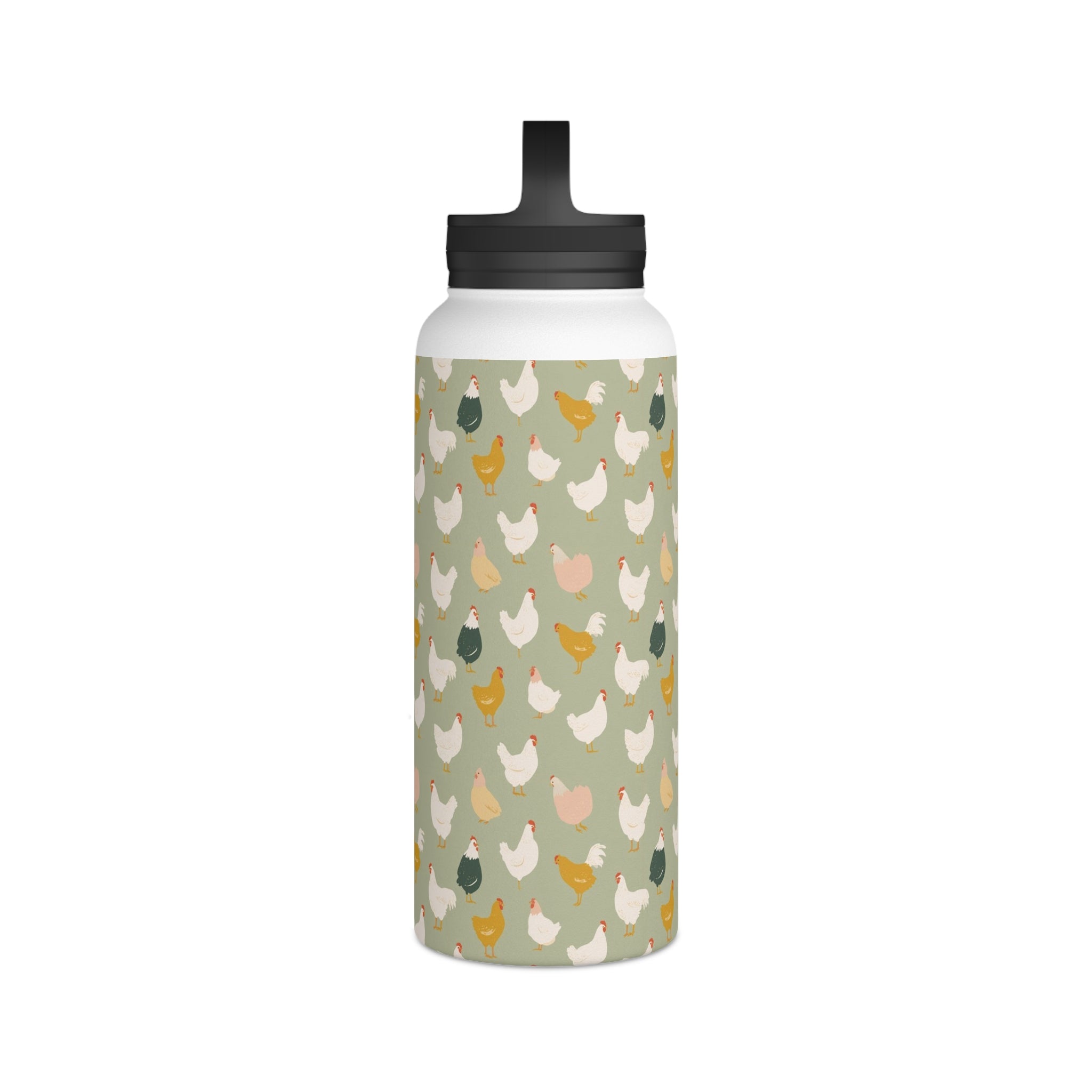 Chicken Life Stainless Steel Water Bottle, Handle Lid Stainless Steel Water Bottle With Handle Lid animal Globally Fulfilled