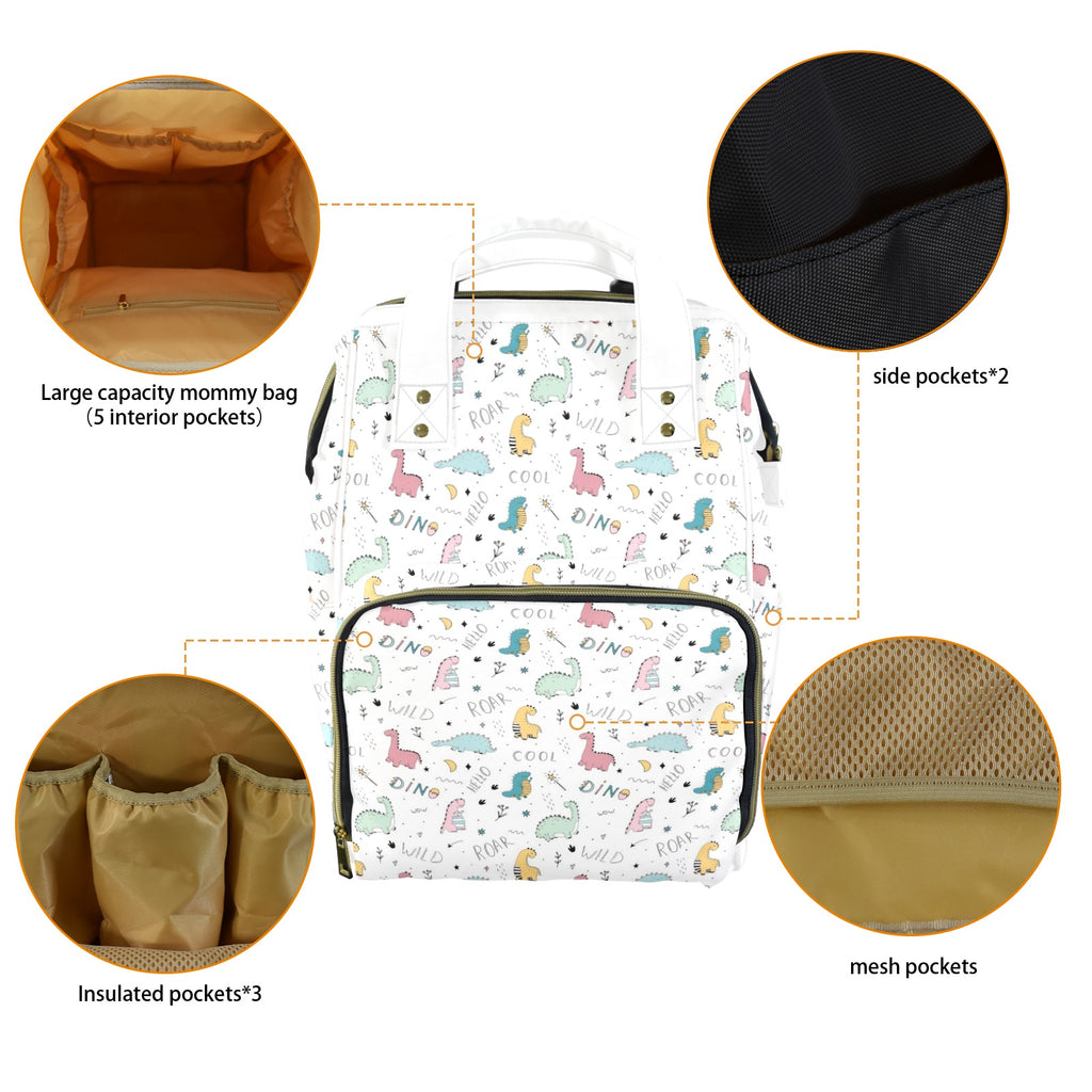 Quirky Dinosaurs Multi-Function Backpack, Nappy / Diaper Bag Multi-function Backpack, Nappy / Diaper Bag animal Printed Offshore