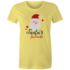 Santa's Favourite - Womens T-shirt Yellow Womens Christmas T-shirt Christmas Printed In Australia