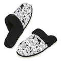 Black And White Dogs Men's Fur Trim Thick-Sole Indoor Slippers 2XL Men's Fur Trimmed Slippers animal Printed Offshore