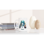 Personalise - Coral Sea Initial - White 15oz Ceramic Mug Personalised 15oz Mug animal customise Globally Fulfilled Initial Name personalise