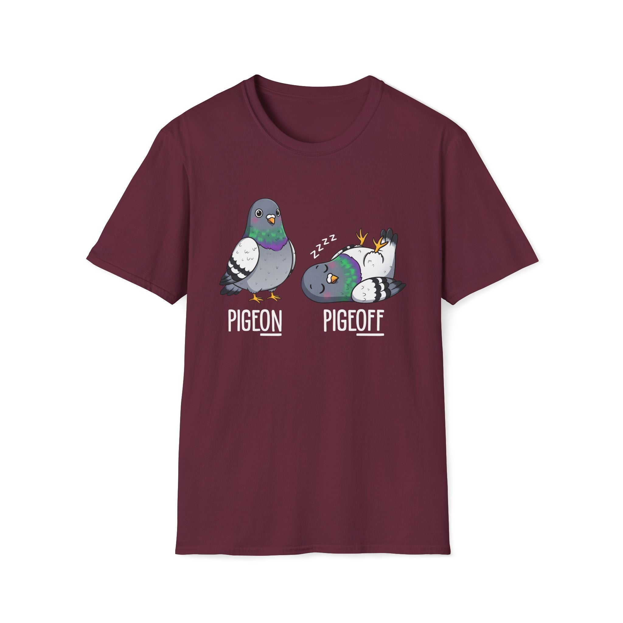 Pigeon vs Pigeoff Unisex T-Shirt Maroon Unisex Adult T-shirt Birds Globally Fulfilled