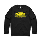 The Best Father In The Galaxy AS Colour Stencil Crew Unisex Black Sweatshirt Dad Printed In Australia Space