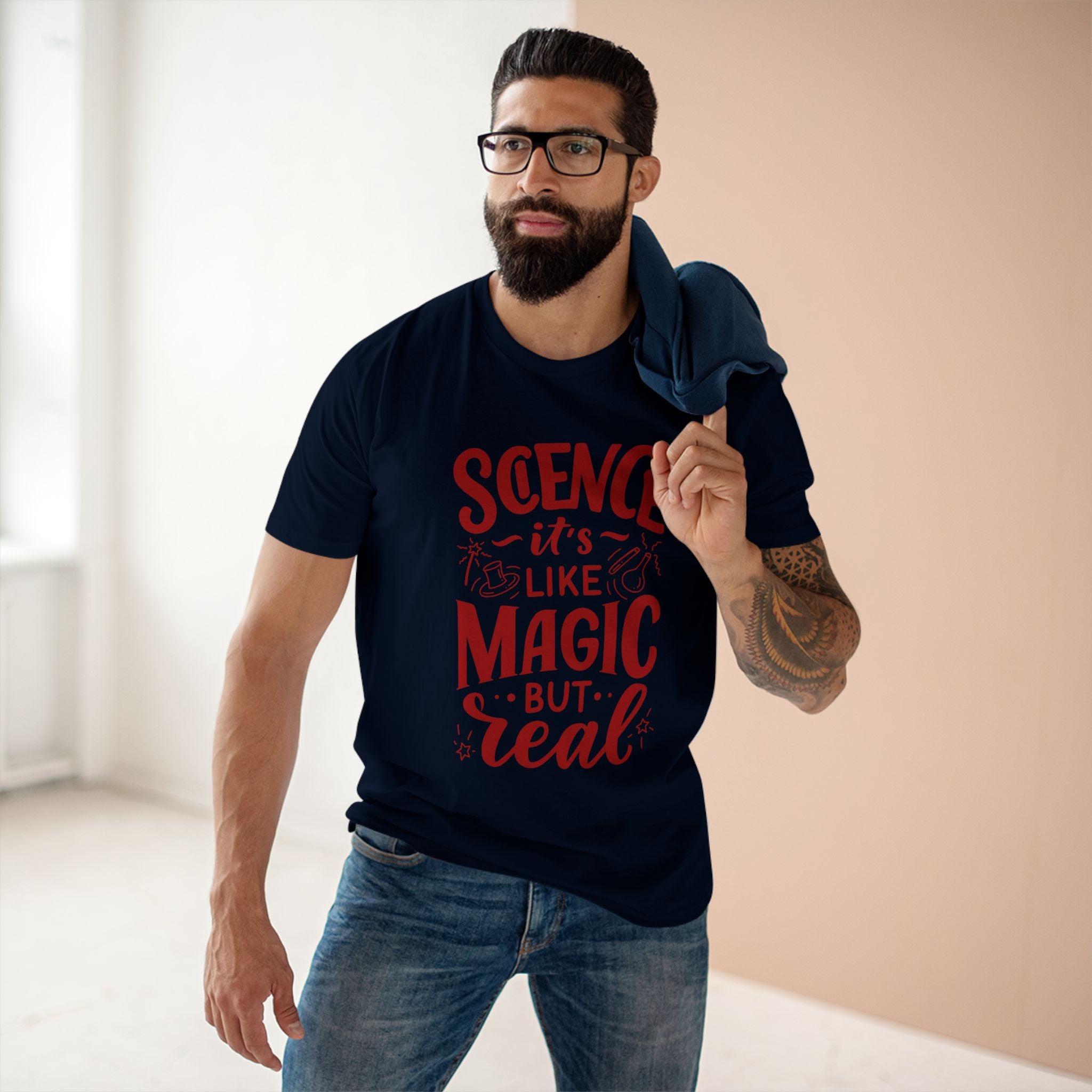Science, It's Like magic, But Real - Men's Staple Tee Navy Mens Premium T-Shirt Printed in AU and US Science