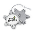 Define Naughty Pewter Snowflake Christmas Ornament