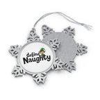 Define Naughty Pewter Snowflake Christmas Ornament